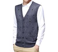 Men's Sleeveless Cardigan Waistcoat Mens Sleeveless V Neck Plain Sweater Vest Jumper Slipover Knitwear Sweater Tank Tops Slim Fit Round Neck Gilet