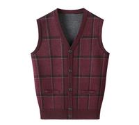 Men's Sleeveless Cardigan Waistcoat Men's Sweater Vest Sleeveless Jumper Classic Knitwear Pullover Slim Fit Diamond Pattern Knitwear