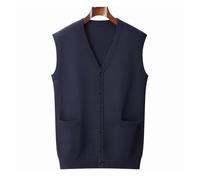 Mens Sleeveless Cardigans Spring Men's Knitted Vest V-neck Sleeveless Cardigan Sweater Large Size Business Casual Loose Brand Clothes 6XL 7XL 8XL For Men(Blue,8XL)