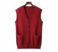 Mens Sleeveless Cardigans Spring Men's Knitted Vest V-neck Sleeveless Cardigan Sweater Large Size Business Casual Loose Brand Clothes 6XL 7XL 8XL For Men(Red,8XL)