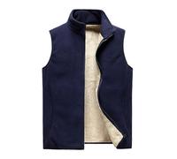 Mens Sleeveless Fleece Gilet Mens Sherpa Fleece Waistcoat Polar Fleece Zipper Vest Jacket With Pocket Fleece Lined Casual Waistcoat Stand Collar Thermal Jacket Gilet Outwear Bodywarmer Blue XL