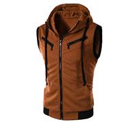 Men's Sleeveless Hoodie Hooded Sweatshirt Mens Training Gillets Gym Hoodie Full Zip Hoodie Unisex Hooded Jackets Sleeveless Gym Hoodies with Pockets
