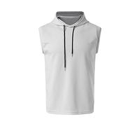 Mens Sleeveless Hoodie Regular-Fit Running Sports Gym Tank Tops Fashion Sleeveless Shirts Lightweight Plain Fitness Vest Casual Undershirt for Fitness, Training & Running White