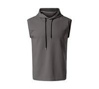 Mens Sleeveless Hoodie Regular-Fit Running Sports Gym Tank Tops Fashion Sleeveless Shirts Lightweight Plain Fitness Vest Casual Undershirt for Fitness, Training & Running Grey