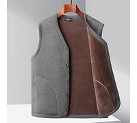 Men'S Sleeveless Jacket,Men'S Winter Fleece Padded Waistcoat Button Grey Work Vest Body Warmer Sleeveless Jacket With Pocket Fishing Vest Quilted Vest Windproof Men'S Outerwear Gilets,Xl