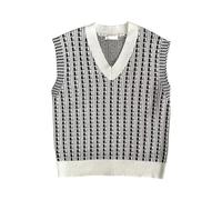 Men's Sleeveless Jumpers Loose Fit Knitted Gilets V-Neck Pullover Knitwear Tops Ribbed Crochet Waistcoats Sweater Vests Knit Tank Top Gentlemen Business Sleeveless Cardigan for Men UK Plus Size White