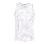 Men's Sleeveless Mesh Vest Tanks See-Through Sheer Fishnet Muscle Tee Shirt Undershirt Workout Gym Summer Clubwear White S