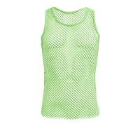 Men's Sleeveless Mesh Vest Tanks See-Through Sheer Fishnet Muscle Tee Shirt Undershirt Workout Gym Summer Clubwear Green M