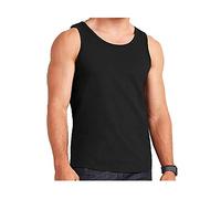 Mens Sleeveless Scoop Neck 100% Cotton Vest#(Black Pack of 6X Plain Top#X-Large#Mens)