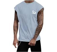 Men's Sleeveless T-Shirt Summer Tank Tops Wide-Armhole Training Gym Vests Quick Dry Muscle Shirt Tank Tops Men Knitted Mens Long Sleeved Thermal Vests Mens Golf Polo Shirts XXXL (Blue, XXL)