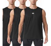 Men's Sleeveless Tank Top Athletic Vests Bodybuilding Workout Gym Essentials Fitness Running T-Shirt Black 3Pack L