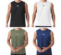 Men's Sleeveless Tank Top Athletic Vests Bodybuilding Workout Gym Essentials Fitness Running T-Shirt Black+Navy Blue+White+Green 4Pack XXL