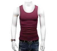 Men's Sleeveless Tank Top U-Neck Athletic Vest for Workout Sports Undershirt Regular Fit Solid Color Summer Wear White Black Wine Red Dark Blue Army Green(L Wine Red)