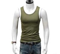 Men's Sleeveless Tank Top U-Neck Athletic Vest for Workout Sports Undershirt Regular Fit Solid Color Summer Wear White Black Wine Red Dark Blue Army Green(L Army Green)