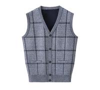 Men's Sleeveless V-Neck Cardigan Waistcoat Cotton Knitted Tank Tops