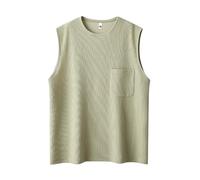 Men's Sleeveless Vests Round Neck Quick Dry Airy Sun Protection Tank Top Gym Sport Casual Vest Training Running Top Mens Tank top Vest Pack Men Vest Cotton Mens surf t Shirts (Green, L)
