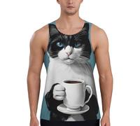 Men's Sleeveless Vests Tank Top, Funny 3D Cat Printed Quick Dry Gym Sport Casual Vest Training Running Top