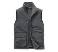 Men's Sleeveless Zip-Up Vest, Warm Jacket Large Size Comfortable Casual with Pockets Solid Color Tank Top Chic Slim Fit Thick Thermal Goblet Outdoor Cargo Coats