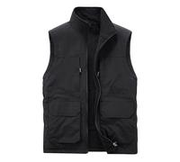 Men's Sleeveless Zip-Up Vest, Warm Jacket Large Size Comfortable Casual with Pockets Solid Color Tank Top Chic Slim Fit Thick Thermal Goblet Outdoor Cargo Coats