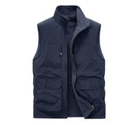 Men's Sleeveless Zip-Up Vest, Warm Jacket Large Size Comfortable Casual with Pockets Solid Color Tank Top Chic Slim Fit Thick Thermal Goblet Outdoor Cargo Coats