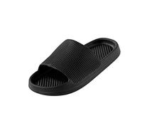 Mens Sliders Non Slip Slippers EVA Soft Lightweight Slippers Comfortable Breathable Quick Drying Summer Cloud Slides with Thick Sole Water-Proof Shower Slipper for Bathroom Pool Beach (Black, 8)