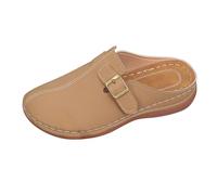 Men's Sliders Oversized Casual Foreign Trade Retro Thick Heel Half Slippers Outerwear for Oversized Lazy Slippers Flip Flops Men (Khaki, 6)