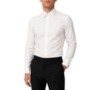 Men's Slim Fit (1.5" Long Sleeve) Point Collar Fly Front Double Cuff Dress Shirt (Ivory/White) (Collar 17.5", Ivory)