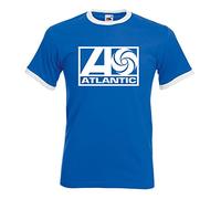 Men's slim fit Atlantic Records Northern Soul Ringer T Shirt Royal Large