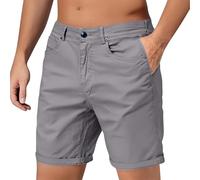 Men's Slim Fit Chino Shorts Stylish Smart Casual Quick Dry Shorts Crafted from Premium Stretch Cotton Breathabl VersatileSummer Workwear for Daily Wear (Grey, L)