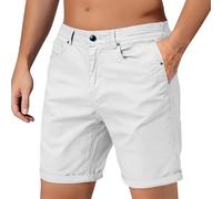 Men's Slim Fit Chino Shorts Stylish Smart Casual Quick Dry Shorts Crafted from Premium Stretch Cotton Breathabl VersatileSummer Workwear for Daily Wear (White, L)