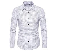 Men's Slim Fit Dress Shirt - Long Sleeve, Performance Polyester Blend, Wrinkle-Free Feature, 4-Way Stretch for All-Day Comfort