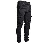 Mens Slim Fit Jeans, Mens Skinny Stretch Jeans Stretch Trousers Denim Pants Cotton Bottoms Zip Pockets Western Casual Elasticated Men's Jeans Stretch Jeans Men Light Blue