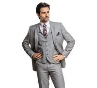 Mens Slim Fit Light Gray Suit, 3 Pieces Wedding Attire Set, Elegant Formal Outfit Chest 46L - Waist 40L