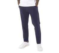 Men's Slim Fit Stretch Chino Trousers with Elasticated Drawcord - Stylish Chino Pants Navy S