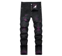 Men's Slim Fit Stretch Jeans Ripped Skinny for Men, Distressed Destroyed Straight Leg Fashion Comfort Flex Waist Jeans, Teenager Casual Fashion Designer Classic Regular Fit Basic Denim Pants