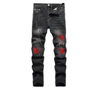 Men's Slim Fit Stretch Jeans Ripped Skinny for Men, Distressed Destroyed Straight Leg Fashion Comfort Flex Waist Jeans, Teenager Casual Fashion Designer Classic Regular Fit Basic Denim Pants