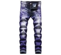 Men's Slim Fit Stretch Jeans Ripped Skinny for Men, Distressed Destroyed Straight Leg Fashion Comfort Flex Waist Jeans, Teenager Casual Fashion Designer Classic Regular Fit Basic Denim Pants