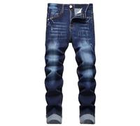 Men's Slim Fit Stretch Jeans Ripped Skinny for Men, Distressed Destroyed Straight Leg Fashion Comfort Flex Waist Jeans, Teenager Casual Fashion Designer Classic Regular Fit Basic Denim Pants