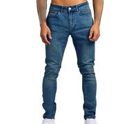 Men's Slim-Fit Stretch Jeans Vintage Regular Fit Denim Pants Straight Leg Classic Skinny Flex Jean Trousers, Blue 2, 28