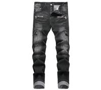 Men's Slim Fit Stretch Ripped Jeans Cargo Skinny for Men, Distressed Destroyed Straight Leg Fashion Comfort Flex Waist Jeans, Teenager Casual Fashion Designer Classic Regular Fit Basic Denim Pants