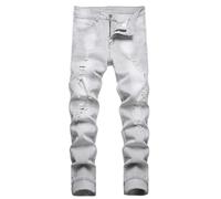 Men's Slim Fit Stretch Ripped Jeans Cargo Skinny for Men, Distressed Destroyed Straight Leg Fashion Comfort Flex Waist Jeans, Teenager Casual Fashion Designer Classic Regular Fit Basic Denim Pants