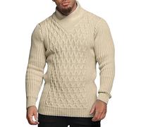 Men's Slim Fit Turtleneck Pullover Jumper Casual Knitted Twisted Sweater Regular Fit Lightweight Jumper Khaki