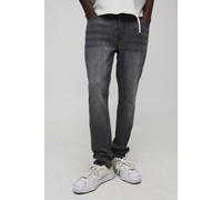 Men's Slim Flared Clear Rhinestone Embellished Denim Jeans | Washed Black | Size 34R | BOOHOOMAN