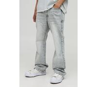 Mens Slim Flared Grey Washed Jeans, Grey 34R