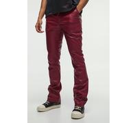 Mens Slim Flared Pu Trousers, Red 34