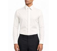 Men's Slim Ivory/White Victorian Wing Collar Fly Front Double Cuff Dress Shirt (1.5" Long Sleeve) (Collar 15", Ivory)