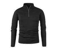 Men's Slim Quarter Zip Pullover Performance Long Sleeve Shirt Sweaters Lightweight Solid Mock Neck Sweater, Black, XL