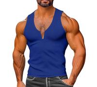 Men's Slim Shapewear Vests Plain Waffle Pattern String Vest V Neck Soft Comfortable Compression Tank Classic Fitted Muscle Gym Tank Top Breathable Lightweight Tops Adult for Training or Running