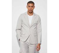 Men's Slim Single Breasted Cargo Suit Jacket | Taupe | Size 40 | BOOHOOMAN
