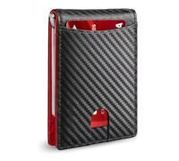 Men's Slim Wallet With RFID Blocking, Leather Money Clip Mens Wallet - RFID Blocking Front Pocket Bifold Wallets - Thin Credit Card Holder, Minimalist Leather Wallets Front Pocket With ID Window(Carbo